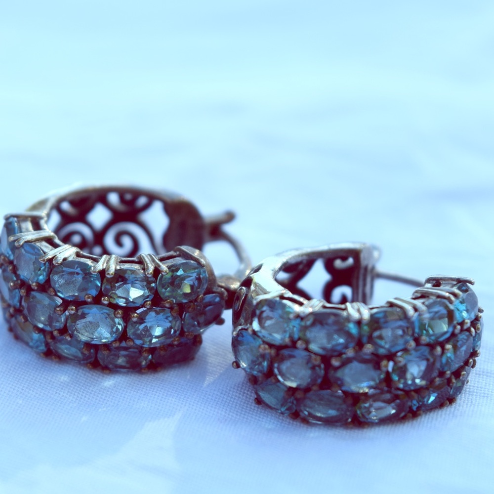 ✨Blue rhinestone earings✨